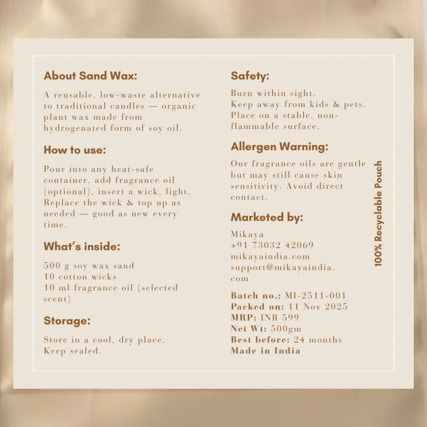DIY Sand Wax Candle Kit – No Fragrance, Just Vibe