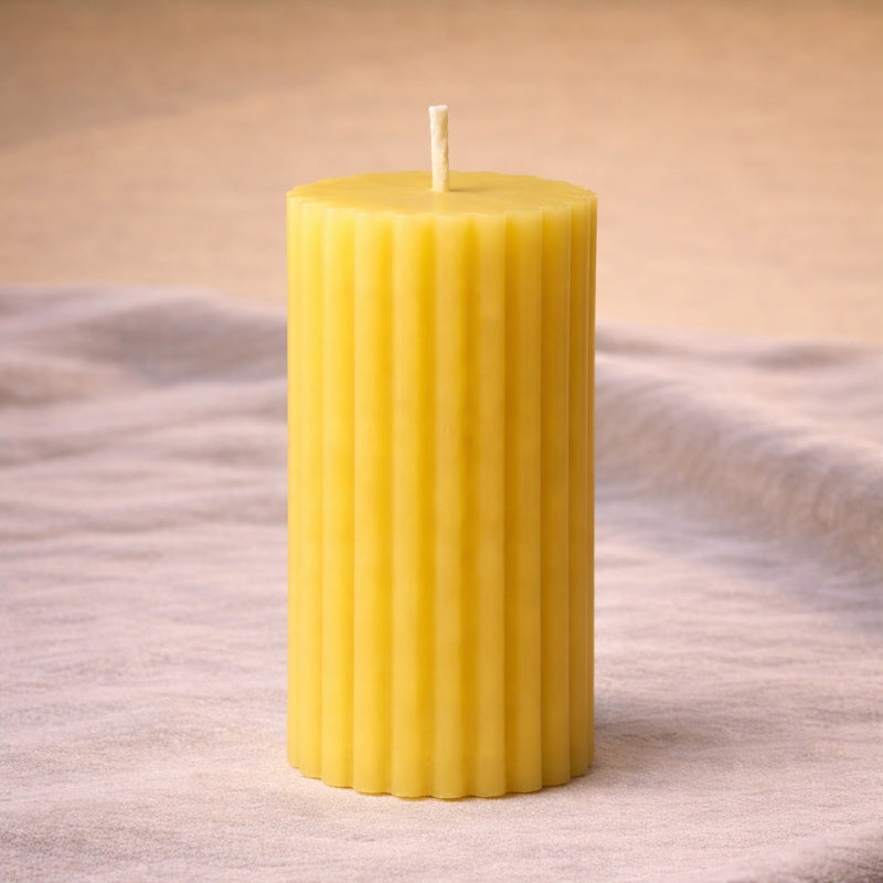 Classic Rib organic beeswax pillar candle