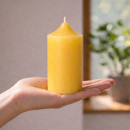 Cone Top organic beeswax pillar candle, photo 3