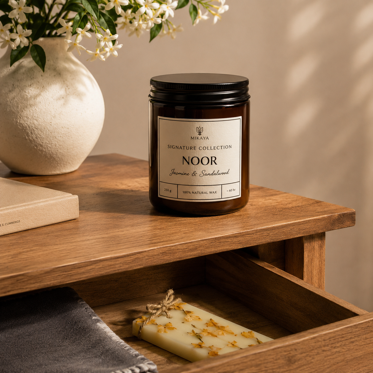 Noor Ritual Set | Jasmine & Sandalwood Candle Duo – Mikaya