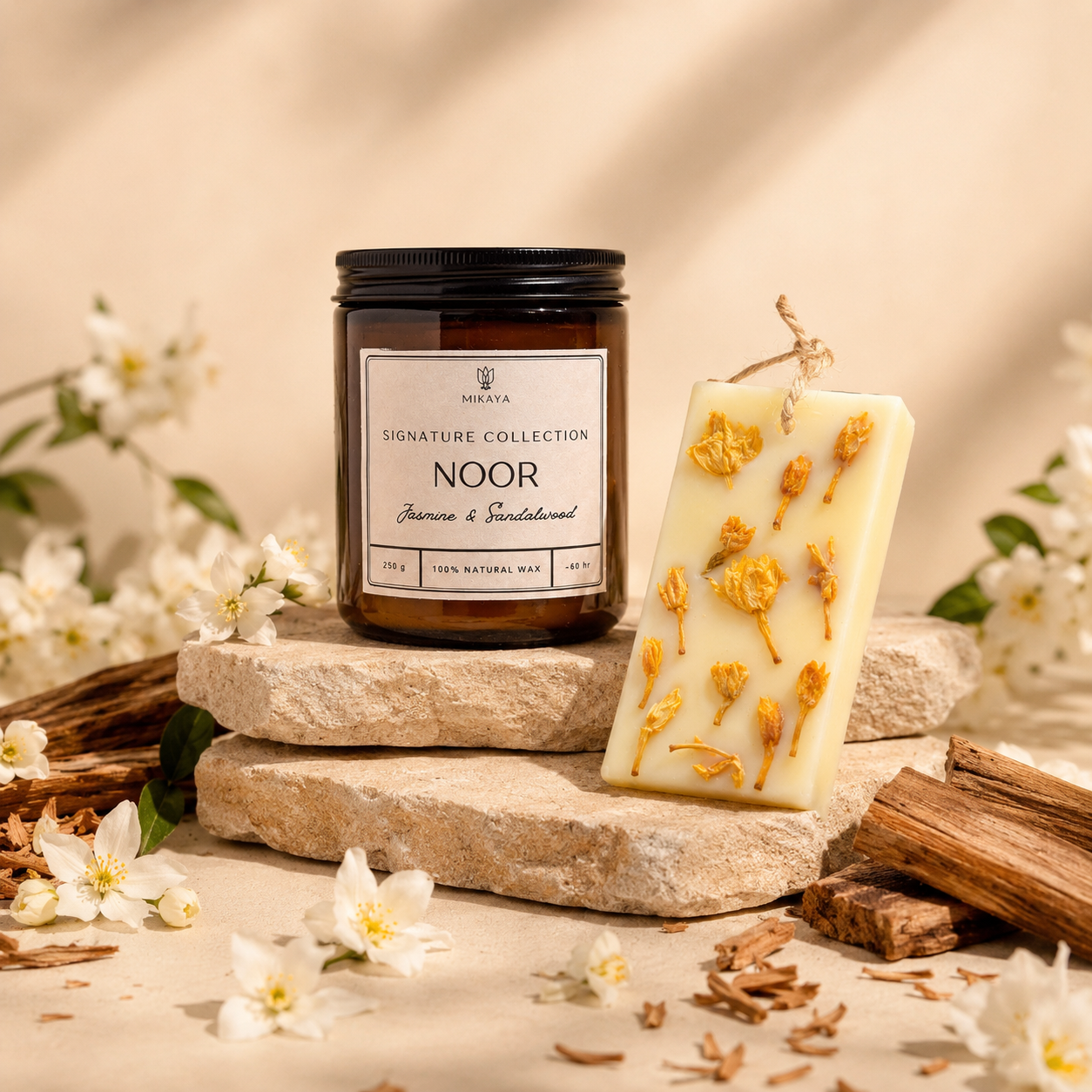 Noor Ritual Set | Scented Jar Candle + Wax Tablet