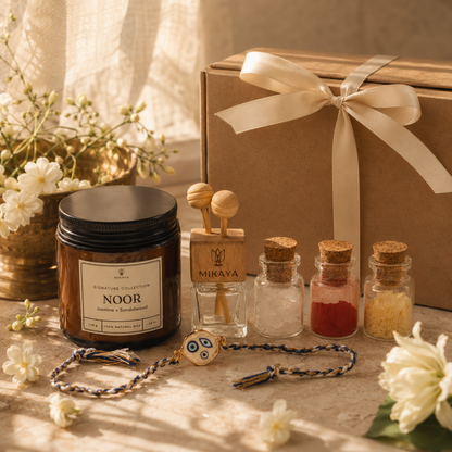 Mini Noor Gift Set | Candle , Car Diffuser & Rakhi Set