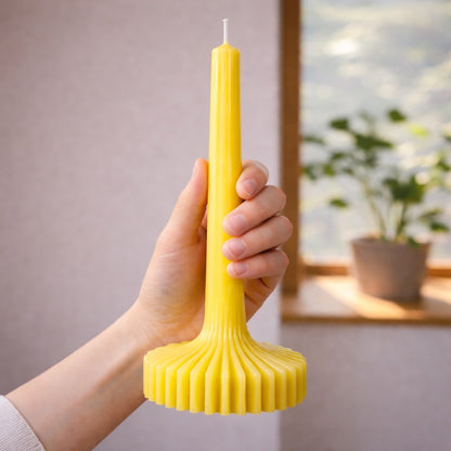 Pedestal Flute organic beeswax taper candle, photo 3