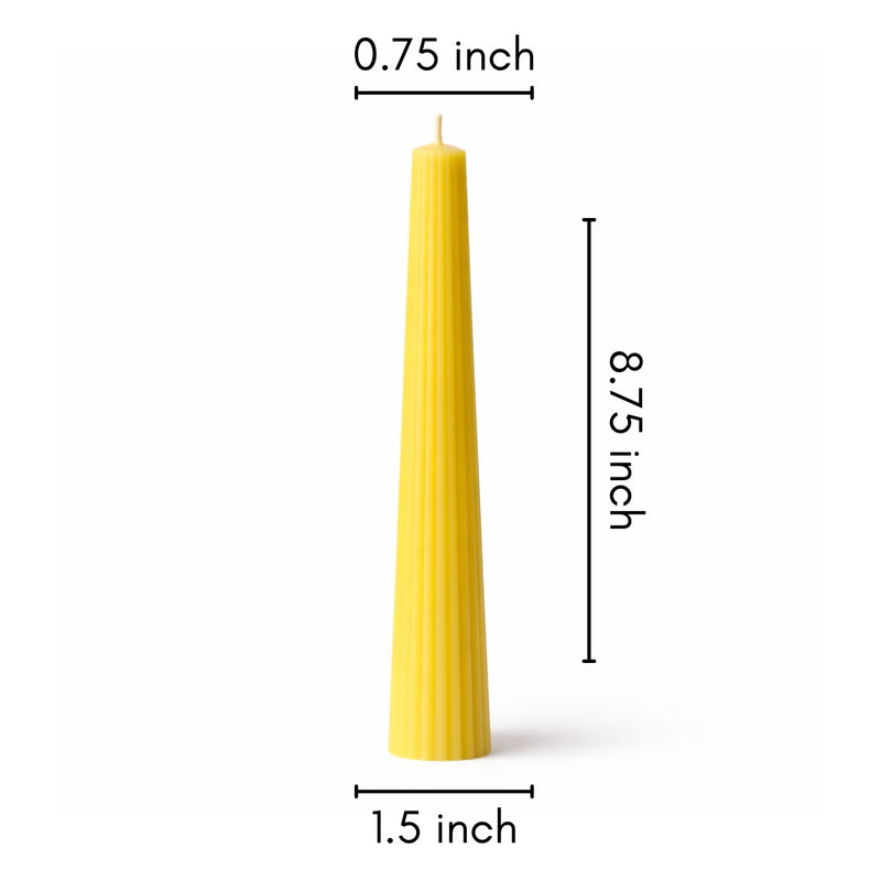 Ribbed Flute organic beeswax taper candle