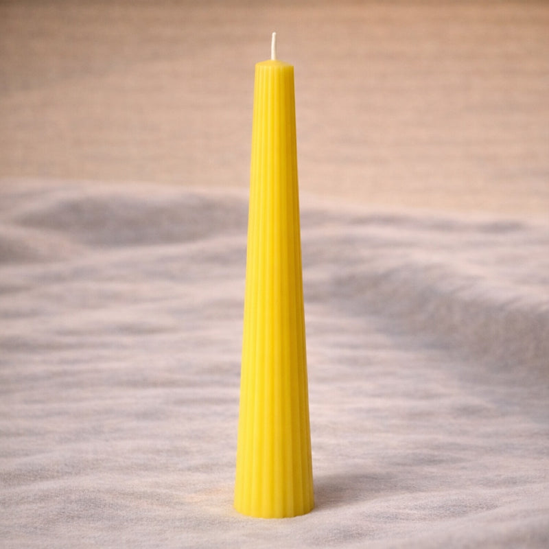 Ribbed Flute organic beeswax taper candle