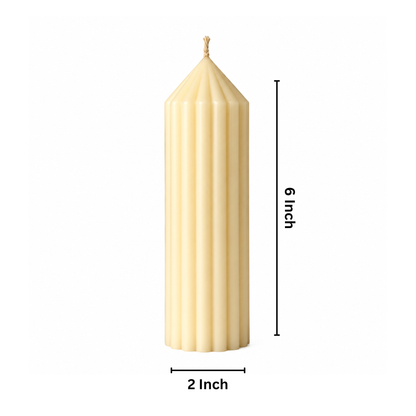 Vanilla Ribbed Pillar Candles | Set of 3