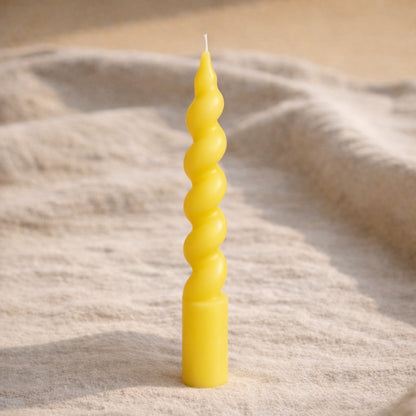 Spiral Tail organic beeswax taper candle