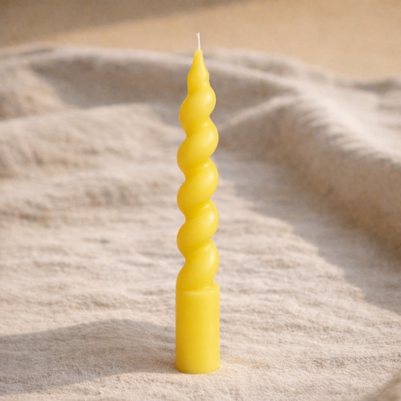 Spiral Tail organic beeswax taper candle