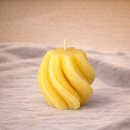 Swirl Orb organic beeswax sculptural candle