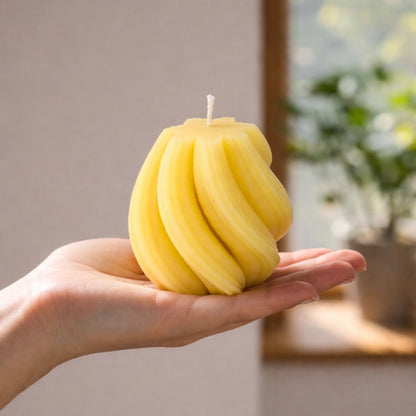 Swirl Orb organic beeswax sculptural candle, photo 3