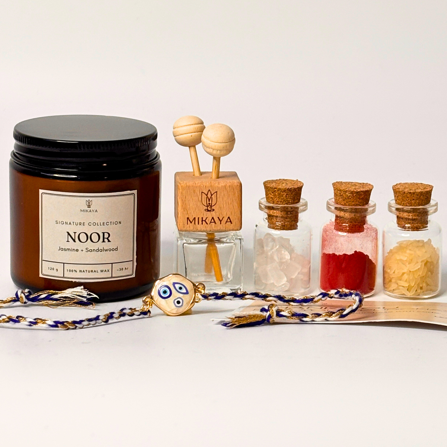 Mini Noor Gift Set | Candle , Car Diffuser & Rakhi Set